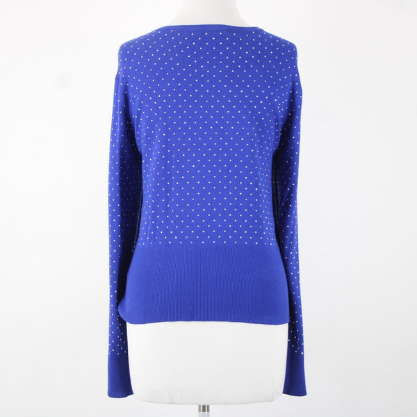 Cache Sz L Royal Blue Silver Studs Ribbed Zipper Viscose Spandex Jacket