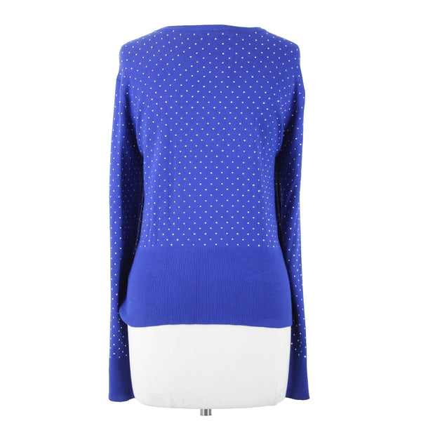Cache Sz L Royal Blue Silver Studs Ribbed Zipper Viscose Spandex Jacket