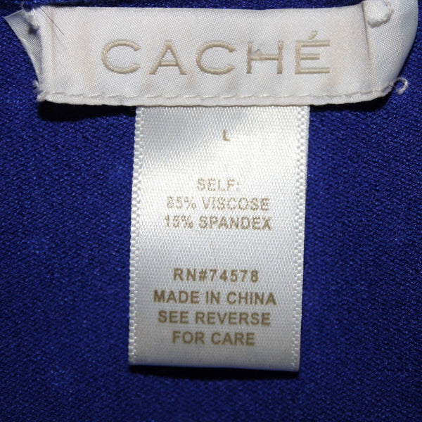 Cache Sz L Royal Blue Silver Studs Ribbed Zipper Viscose Spandex Jacket