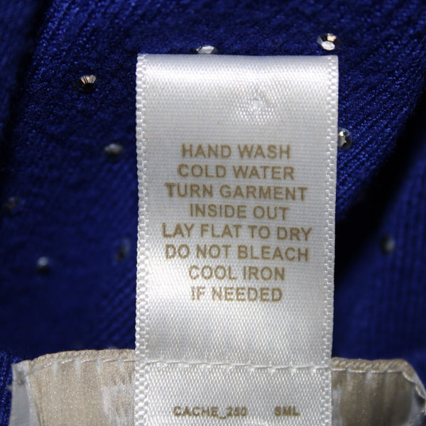 Cache Sz L Royal Blue Silver Studs Ribbed Zipper Viscose Spandex Jacket