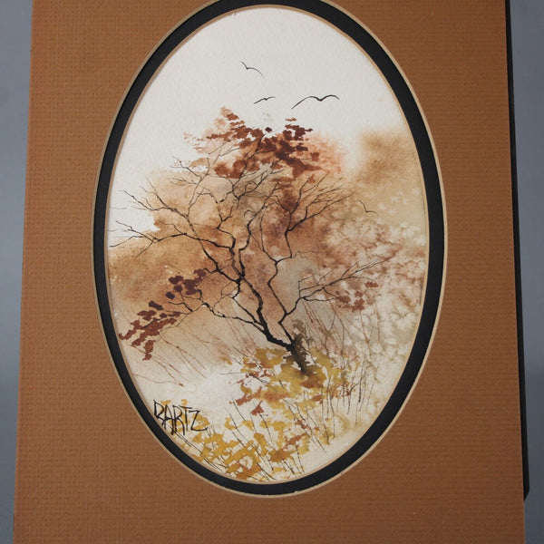 Bartz 12 x 9 Signed Brown Cream Multi Color Tree Art Work