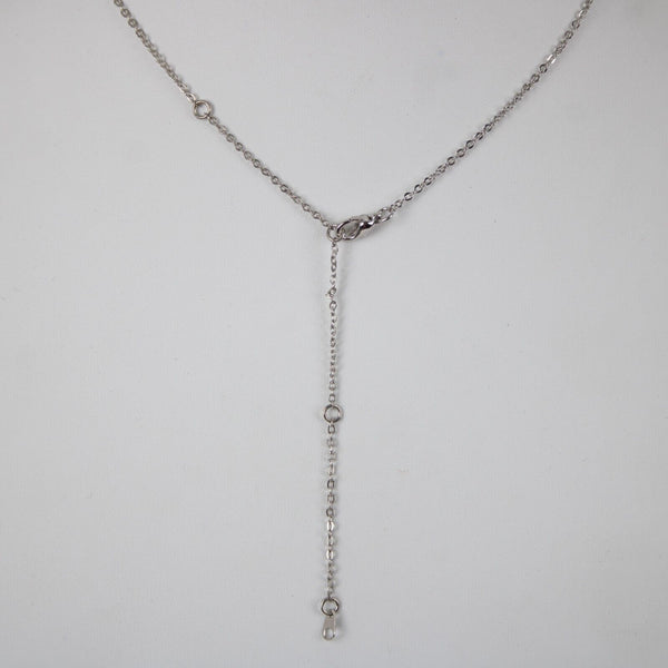 ABIGAIL NEW Name Silvertone Rhinestone 14.5" w 4.5" Multi Ring Extender Necklace
