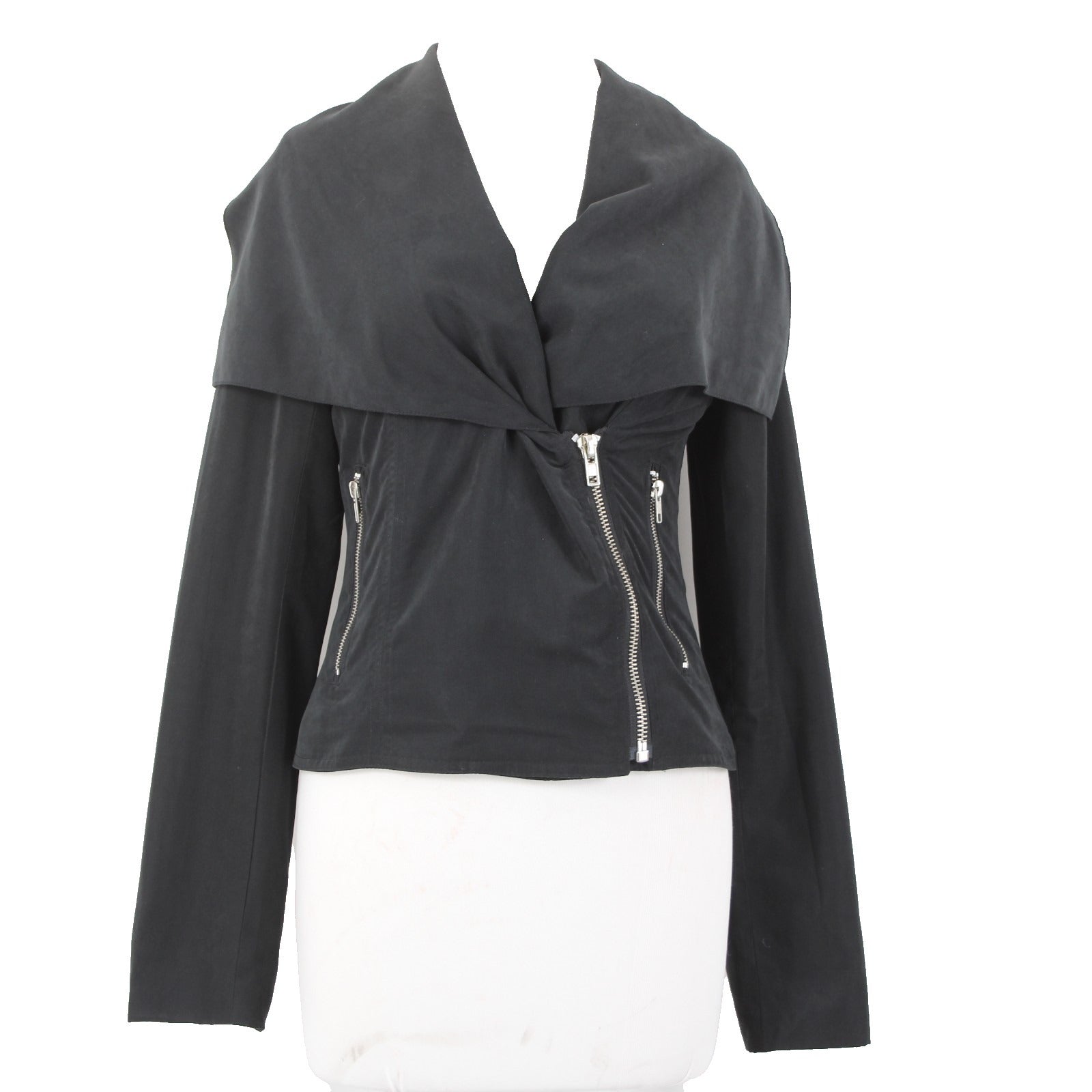 BB Dakota Jacket Sz S Black Silver Zipper Collared Polyester Nylon Jacket