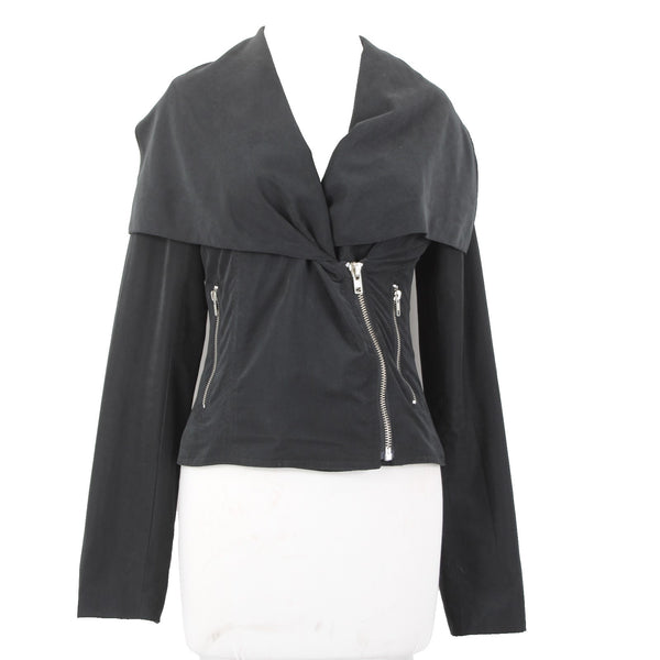 BB Dakota Jacket Sz S Black Silver Zipper Collared Polyester Nylon Jacket