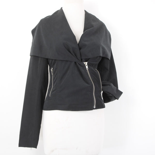 BB Dakota Jacket Sz S Black Silver Zipper Collared Polyester Nylon Jacket