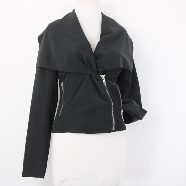 BB Dakota Jacket Sz S Black Silver Zipper Collared Polyester Nylon Jacket