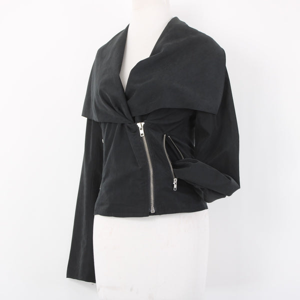 BB Dakota Jacket Sz S Black Silver Zipper Collared Polyester Nylon Jacket