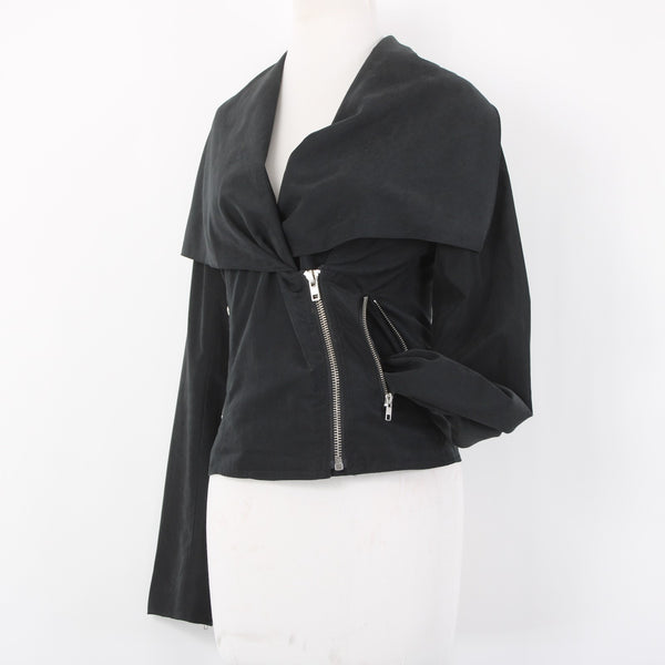 BB Dakota Jacket Sz S Black Silver Zipper Collared Polyester Nylon Jacket