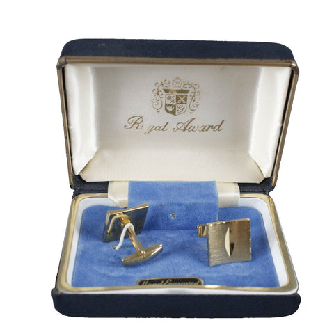 Royal Award 1" Goldtone Square Textured Cuff Links