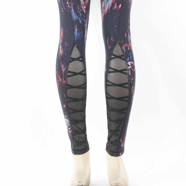 Victoria Sport Sz SP X 28 Black Multi Sheer Mesh Inserts Polyamide Aw Legging