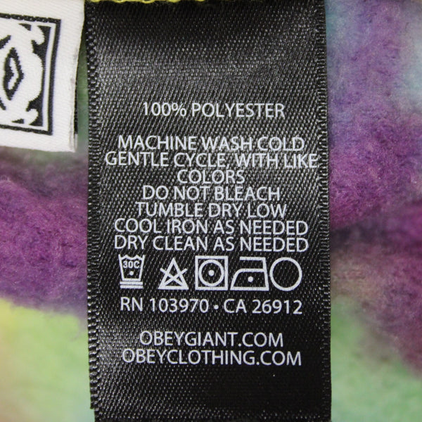 Obey Sz M Multi Color Tie Dye Hooded Crop Pull Over 100% Polyester Sweater