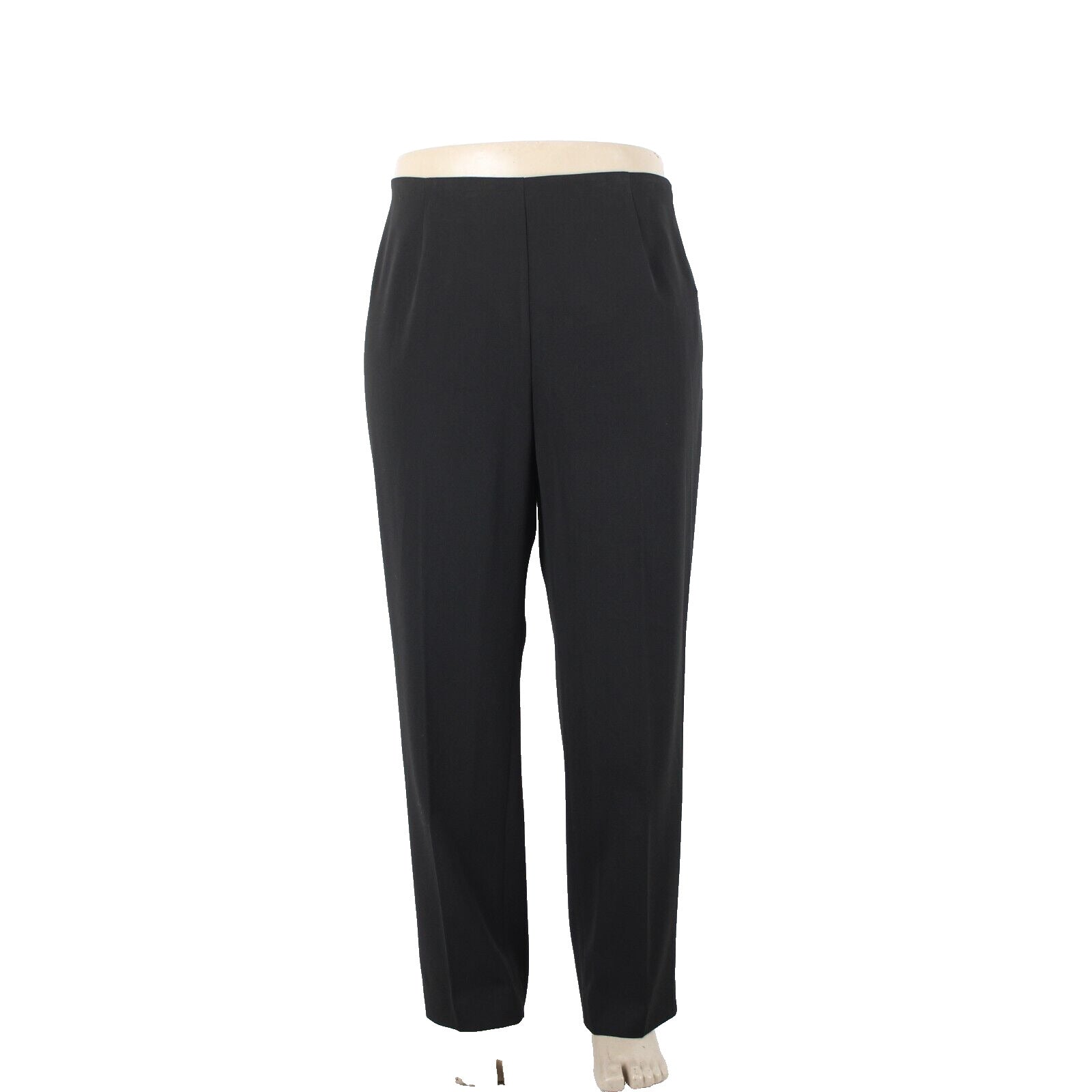 Saks Fifth Ave NEW $178 Melissa Sz 16W x 30 Black Straight Side Zipper Poly Pant