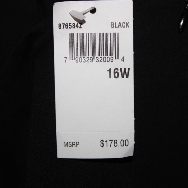 Saks Fifth Ave NEW $178 Melissa Sz 16W x 30 Black Straight Side Zipper Poly Pant