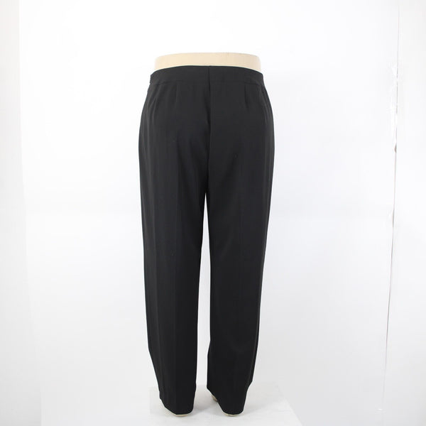 Saks Fifth Ave NEW $178 Melissa Sz 16W x 30 Black Straight Side Zipper Poly Pant