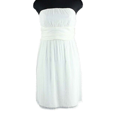 Merona Sz 8 Off White Strapless Lined Sheer Overlay Polyester Goddess Dress