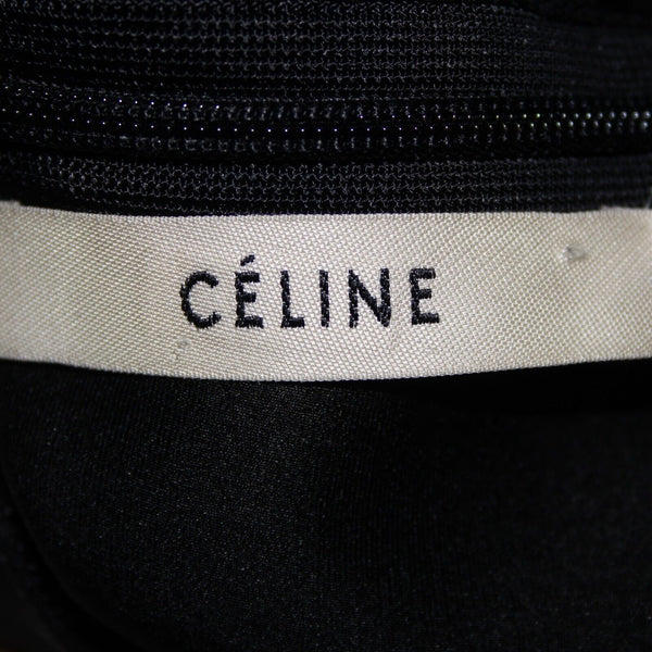 Celine Sz 42 Black Blue Ivory Color Block Silk Wool Top