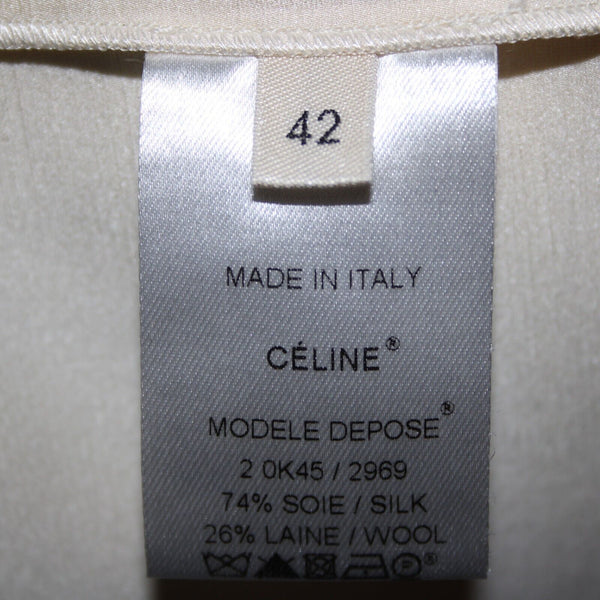 Celine Sz 42 Black Blue Ivory Color Block Silk Wool Top