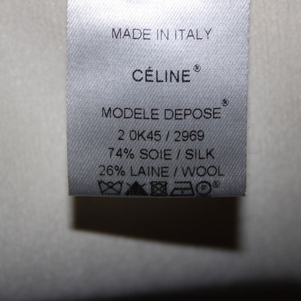 Celine Sz 42 Black Blue Ivory Color Block Silk Wool Top
