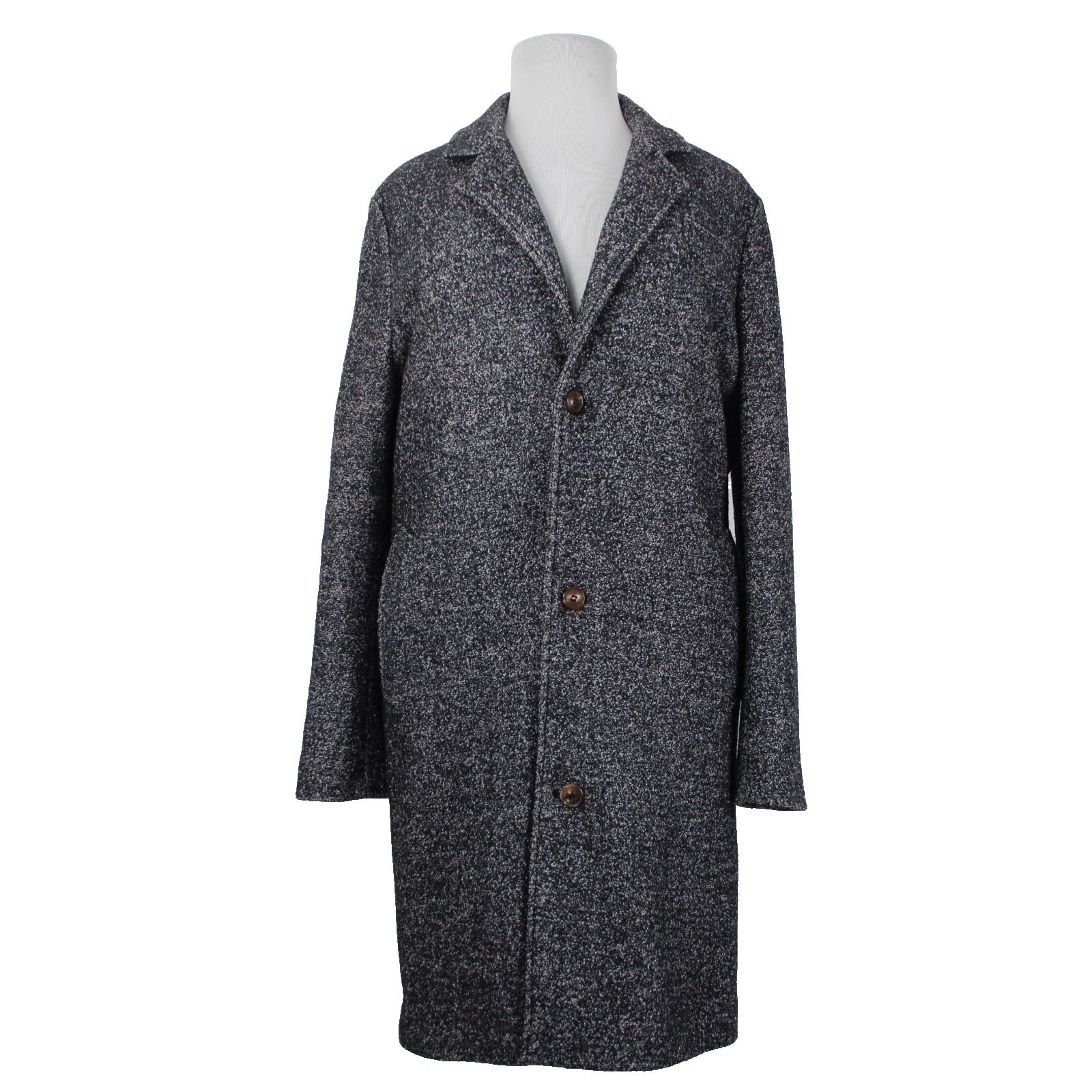Your Neighbors Sz XL Black White Collared Pockets Lined Wool Polyester Coat