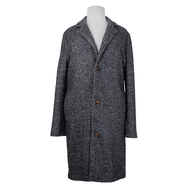 Your Neighbors Sz XL Black White Collared Pockets Lined Wool Polyester Coat