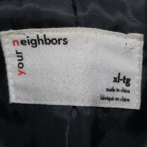 Your Neighbors Sz XL Black White Collared Pockets Lined Wool Polyester Coat