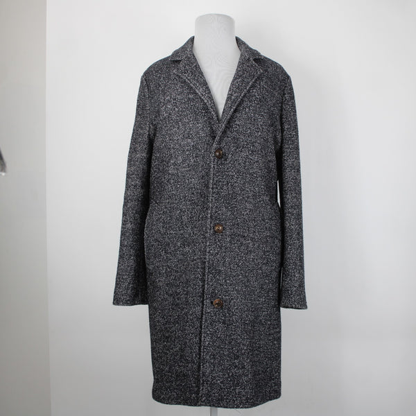 Your Neighbors Sz XL Black White Collared Pockets Lined Wool Polyester Coat