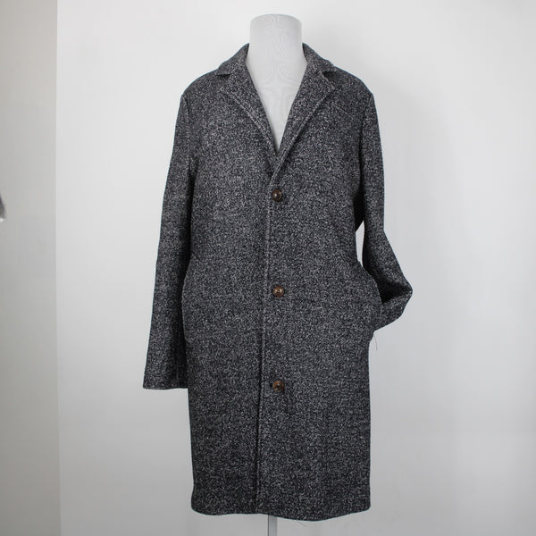 Your Neighbors Sz XL Black White Collared Pockets Lined Wool Polyester Coat