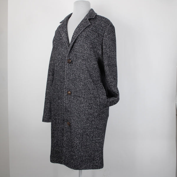 Your Neighbors Sz XL Black White Collared Pockets Lined Wool Polyester Coat