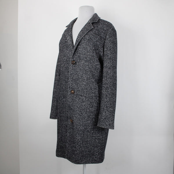 Your Neighbors Sz XL Black White Collared Pockets Lined Wool Polyester Coat
