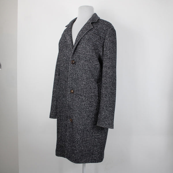 Your Neighbors Sz XL Black White Collared Pockets Lined Wool Polyester Coat