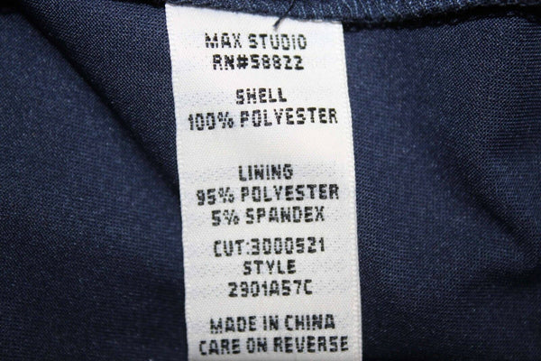 Max Studio NEW $98 Sz M Navy Blue Multi Lined Micropleats Poly Blend Dress