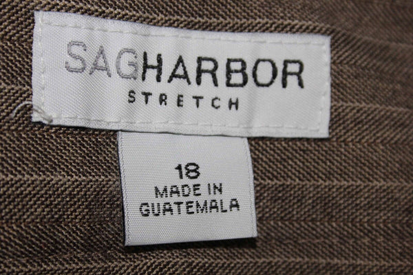 Sag Harbor Sz 18 x 32" Brown Beige Poly Ray Spandex Nylon Herringbone Pant