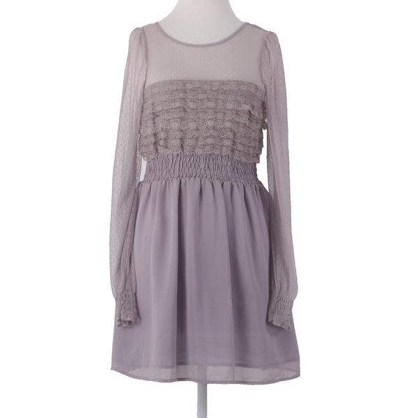 Free People Dress Sz 8 Lavender Purple Lace Detail Lined Mesh 100% Poly Dress