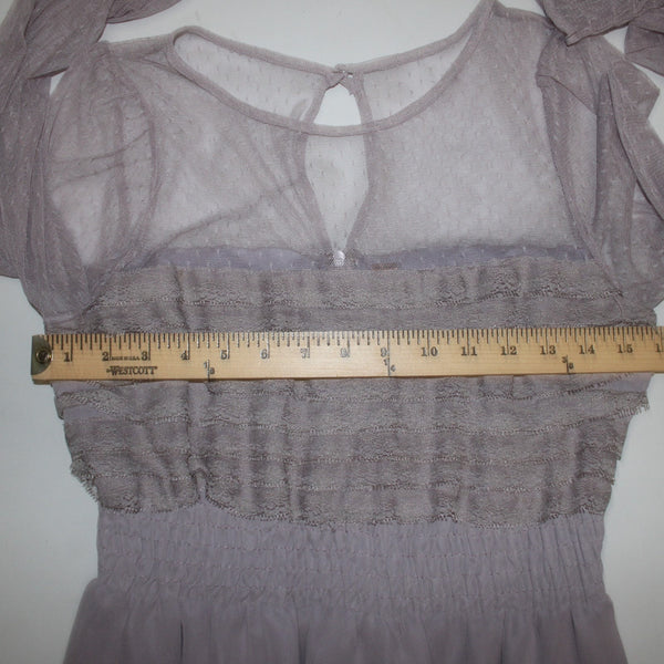 Free People Dress Sz 8 Lavender Purple Lace Detail Lined Mesh 100% Poly Dress