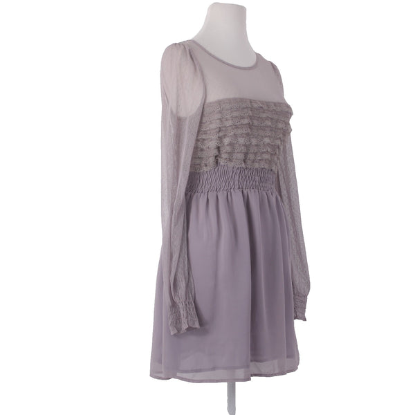 Free People Dress Sz 8 Lavender Purple Lace Detail Lined Mesh 100% Poly Dress