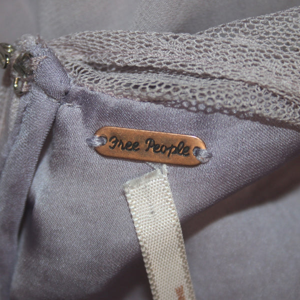 Free People Dress Sz 8 Lavender Purple Lace Detail Lined Mesh 100% Poly Dress