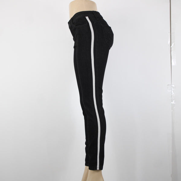 Siwy NEW $63 Sz 26 x 29 Black White Stripe Pockets Cotton Polyester Jeans