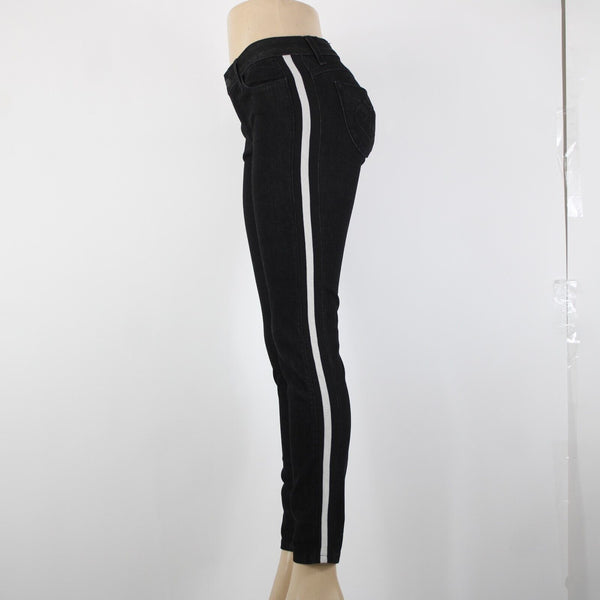 Siwy NEW $63 Sz 26 x 29 Black White Stripe Pockets Cotton Polyester Jeans