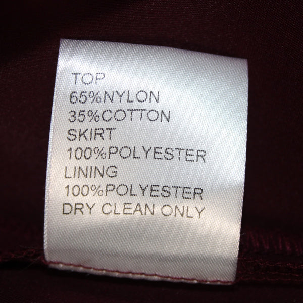 Tadashi Shoji Dress Sz 8 Burgundy Red Tan Lined Embroidered Nylon Cotton Dress