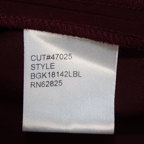 Tadashi Shoji Dress Sz 8 Burgundy Red Tan Lined Embroidered Nylon Cotton Dress