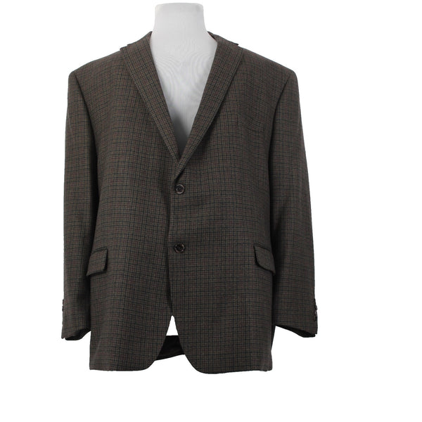 Lauren Ralph Lauren Blazer Jacket Sz 52 R Brown Black Plaid Two Button 100% Wool