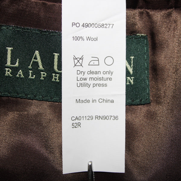 Lauren Ralph Lauren Blazer Jacket Sz 52 R Brown Black Plaid Two Button 100% Wool