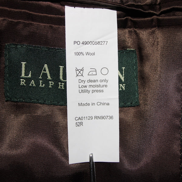 Lauren Ralph Lauren Blazer Jacket Sz 52 R Brown Black Plaid Two Button 100% Wool