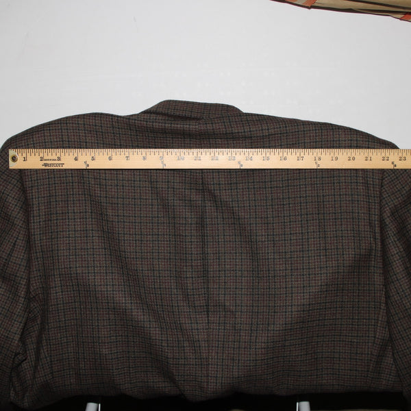 Lauren Ralph Lauren Blazer Jacket Sz 52 R Brown Black Plaid Two Button 100% Wool