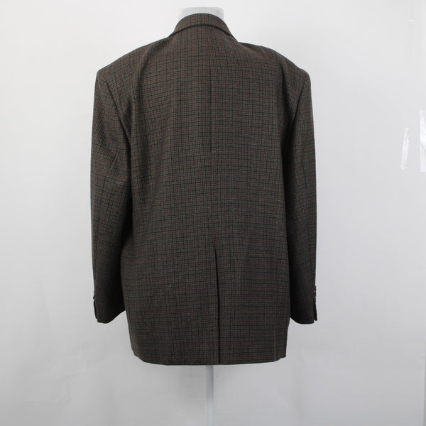 Lauren Ralph Lauren Blazer Jacket Sz 52 R Brown Black Plaid Two Button 100% Wool