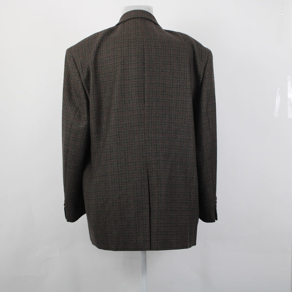 Lauren Ralph Lauren Blazer Jacket Sz 52 R Brown Black Plaid Two Button 100% Wool