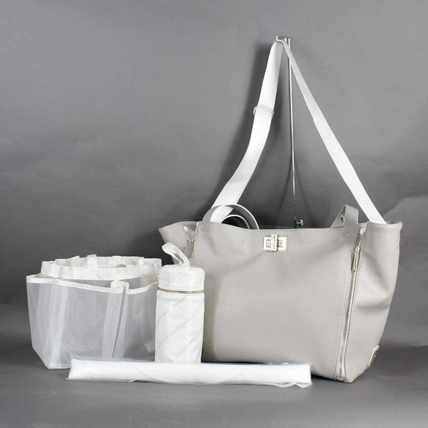 Rosi Pope 21-26 x 13 x 7 Taupe Multi 4 Accessories Faux Leather Diaper Bag