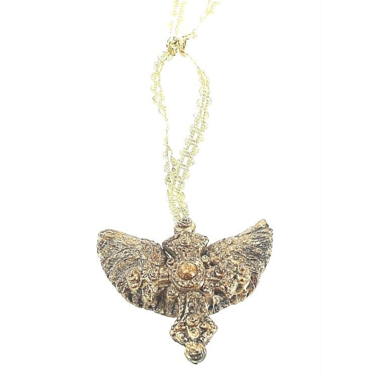 Angel 3.5" x 4" Dark Golden Winged Cross Resin Ornament
