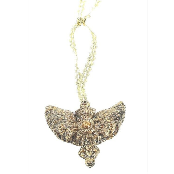 Angel 3.5" x 4" Dark Golden Winged Cross Resin Ornament