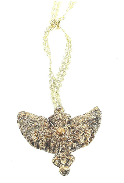 Angel 3.5" x 4" Dark Golden Winged Cross Resin Ornament